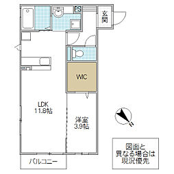 パークドオートム A 2階1LDKの間取り