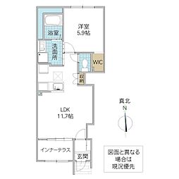 グランフェリシア(Grand Felicia) 1階1LDKの間取り