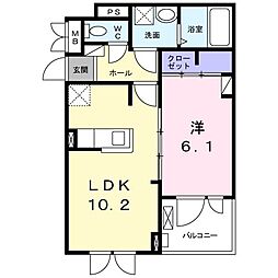 ニューポート千波 3階1LDKの間取り