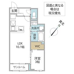 フランアンジュVII 1LDKの間取図画像