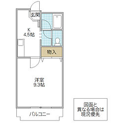 トワメゾン水戸 C棟 4階1Kの間取り