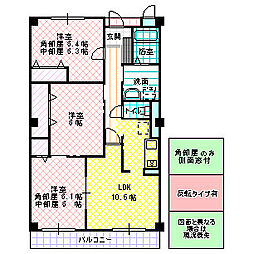 ベルブリーズ 2階3LDKの間取り