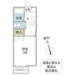 アーバンプレイス A 2階1Kの間取り