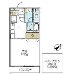 梅香マンション 2階1Kの間取り