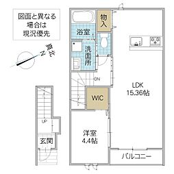 レーガベーネ緑岡 2階1LDKの間取り