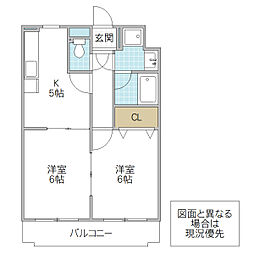 ソレイユ   ル  ヴァン 105号室 1階2Kの間取り