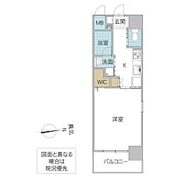 アルティザ水戸白梅 7階1Kの間取り