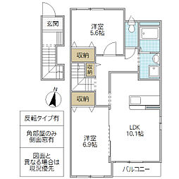 プティ ヴェール B 2階2LDKの間取り