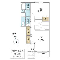 メゾン・ド・ルミノ II 102号室 1階1LDKの間取り