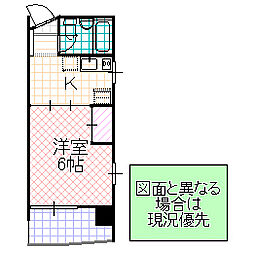 グレースタワー城南 1Kの間取図画像