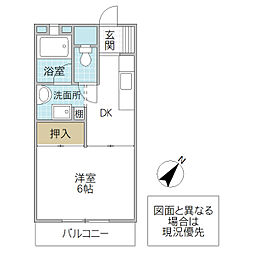 ラ・ファミーユ大工町 6階1DKの間取り