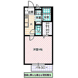 Glitter nishihara 1階1Kの間取り