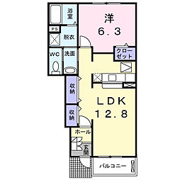ヴィオラ B 1階1LDKの間取り