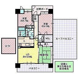 サザンスクエア白梅 8階3LDKの間取り