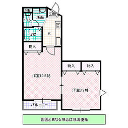 ウィステリア アカス 3階2Kの間取り