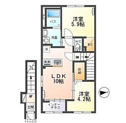 Front Island II (フロントアイランド II) 2LDKの間取図画像