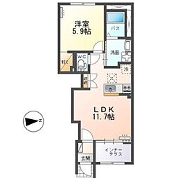 フロントアイランドII(Front Island II) 1LDKの間取図画像