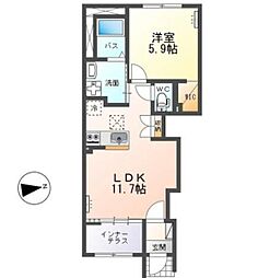 Front Island II (フロントアイランド II) 1LDKの間取図画像