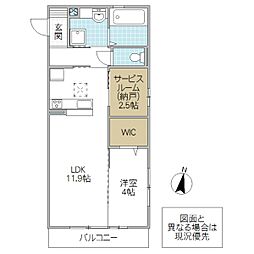 グランディール見川 A 1階1SLDKの間取り