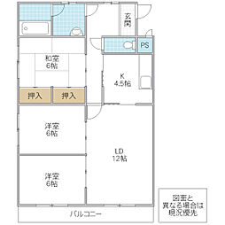 園部マンションC棟 3LDKの間取図画像