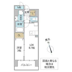 クレアグレイス水戸南町 10階1LDKの間取り