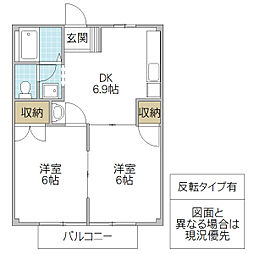 HATORI EAST 101号室 1階2DKの間取り