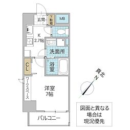 グラーヴェ三の丸 801号室 8階1Kの間取り
