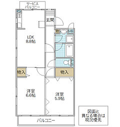 フォーライフヴィラ五軒町 2階2LDKの間取り