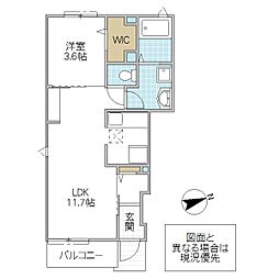 サニービオーラ 1階1LDKの間取り