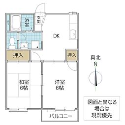 グランドゥールアーバンB 2DKの間取図画像