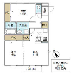 ボナールB 2LDKの間取図画像