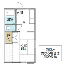小田コーポ 1Kの間取図画像