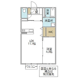 ブランエールL 1LDKの間取図画像