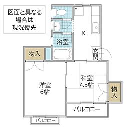 BMタカハシ1 2Kの間取図画像