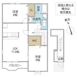 ラフィーネ緑岡A 2LDKの間取図画像