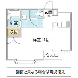ラベンダーハイツB ワンルームの間取図画像