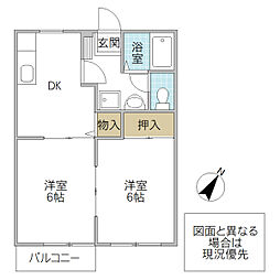 サンハイツ30F 2DKの間取図画像