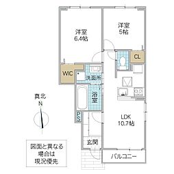 プリムローズM2 2LDKの間取図画像