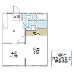 サンラインロータスA 2DKの間取図画像