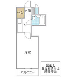ホーユウパレス勝田 1Kの間取図画像