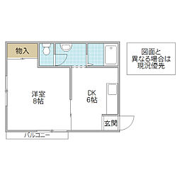 イーストヒルズ 1DKの間取図画像