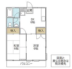ムーンライトシックス 2DKの間取図画像