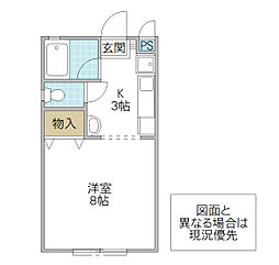 M.HAMADA 1Kの間取図画像