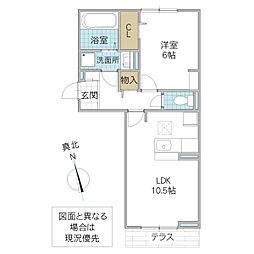 エースコート3 1LDKの間取図画像