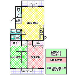 昭和コーポ 2LDKの間取図画像