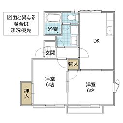 サニーハイツA 2DKの間取図画像