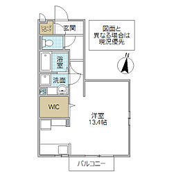 グランマーレMITOF ワンルームの間取図画像