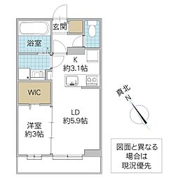 クロシェット赤塚 1LDKの間取図画像