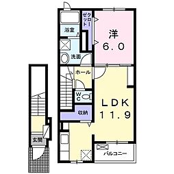 エクラン 1LDKの間取図画像
