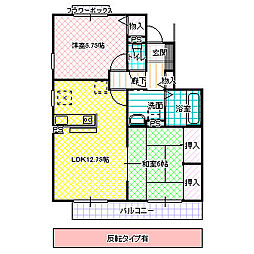リラ・フカヤツA 2LDKの間取図画像